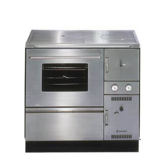Cuisinière hydro Wamsler K 148 CL inox/inox - raccordement du tuyau de fumée à gauche