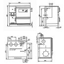 Cuisinière hydro Wamsler K 148 CL inox/inox - raccordement du tuyau de fumée à gauche