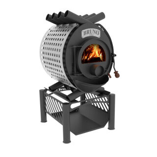 Poêle datelier Bruno Pyro II avec socle Compakt & tôles de protection Quattro