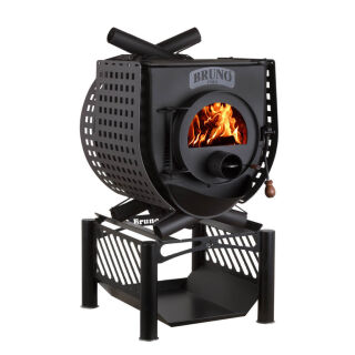 Poêle datelier Bruno Pyro II avec plaque de cuisson et socle Compakt & tôles de protection Quattro