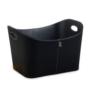 Panier en bois Aduro Baseline en simili cuir noir
