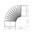 Ø 120 mm Ofenrohr Bogen gerippt 90° emailliert Schwarz