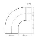Ø 120 mm Tuyau de poêle Coude lisse 90° émaillé Blanc