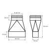 300 x 90 mm Conduit plat Pièce de transition symétrique à Ø 200 mm