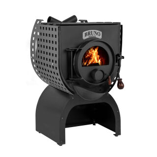 Poêle datelier Bruno Mini II avec plaque de cuisson et socle Move & tôles de protection Quattro
