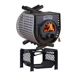 Poêle datelier Bruno Pyro III avec plaque de cuisson et socle Compakt & tôles de protection Quattro