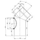 Ø 130 mm - Bogen 45° mit Tür Gussgrau